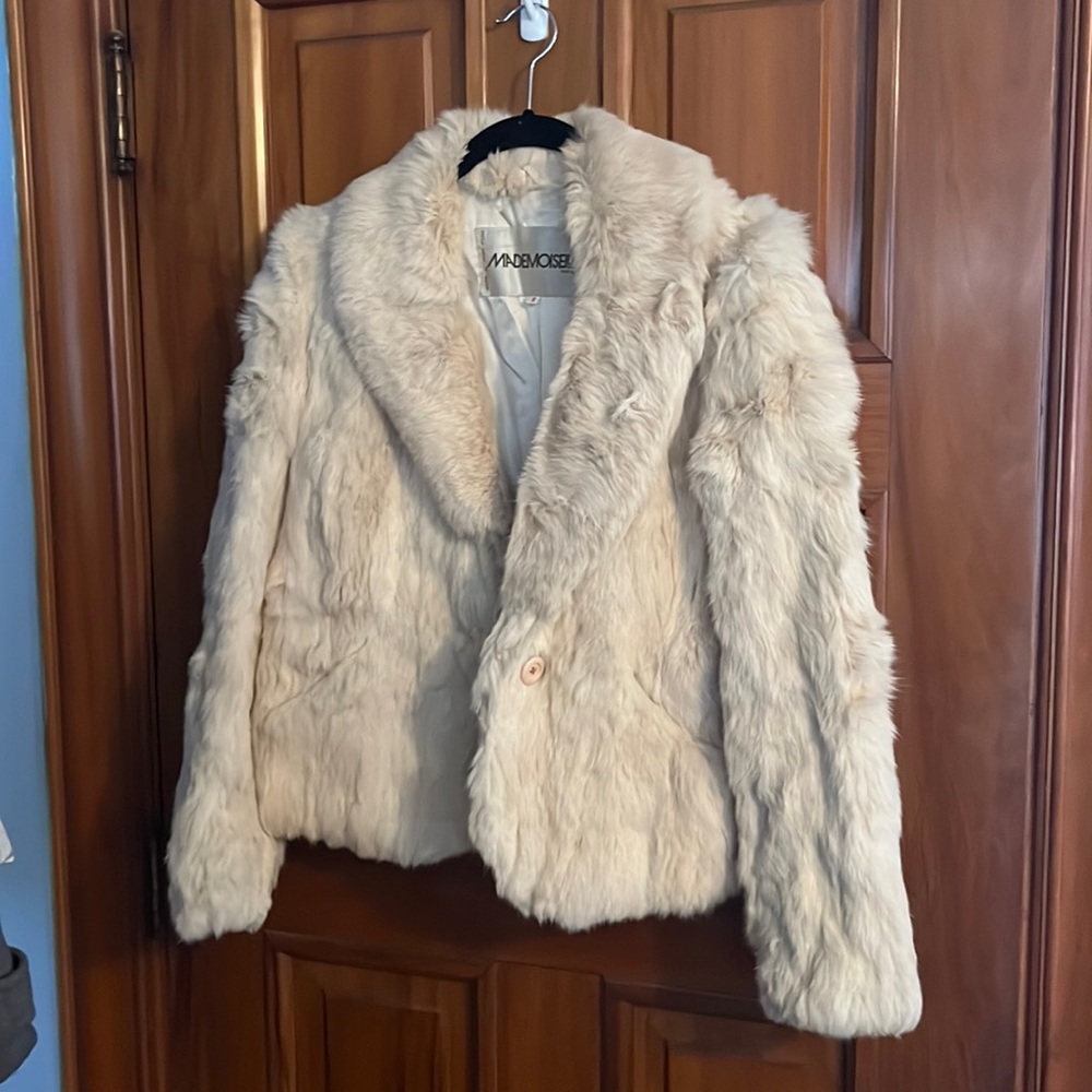 Vintage Rabbit Fur Jacket Cream Small